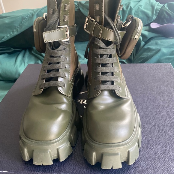 Prada Monolith Boots in Military Green, Men’s, US 10 - Picture 3 of 8